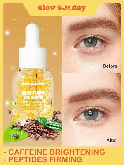Sérum éclaircissant pour les yeux Slow Sunday, à la caféine, hydratant et éclaircissant, convient pour les cernes, les ridules et les poches sous les yeux, bon choix pour les vacances, les essentiels de voyage, Halloween, convient pour les soins des yeux