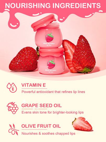 Soin des lèvres Slow Sunday Fraise, Hydratant et Nourrissant, Soin quotidien des lèvres, Masque de nuit pour les lèvres, Parfum de fruit, Bon choix pour les vacances, Essentiels de voyage, Halloween, Convient pour les soins des lèvres en été