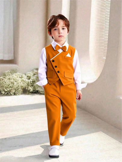 Ensembles amples pour jeunes garçons, manches longues, nouveaux styles d'automne, mariage, rentrée scolaire, ensemble coordonné d'anniversaire blanc et bleu bébé