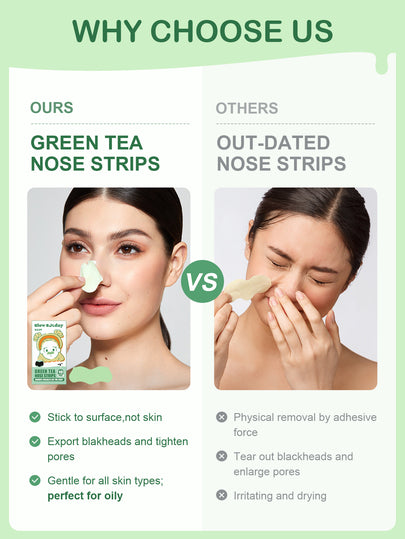 SlowSunday Bandelettes pour le nez au thé vert, éliminent les points noirs et débouchent les pores, nettoyage en profondeur, contrôle du sébum, 10 pièces, idéal pour les fêtes et Halloween