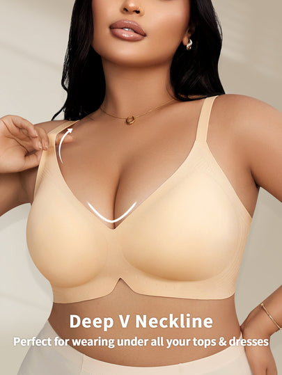 Soutien-gorge rembourré sans fil avec maintien doux et rembourrage push-up, pour grandes tailles