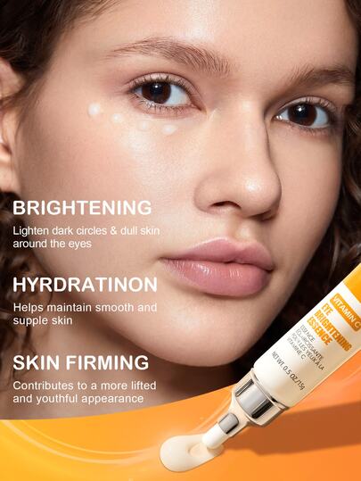 Essence éclaircissante pour les yeux à la vitamine C Slow Sunday, vitamine C, acide hyaluronique, hydratante et éclaircissante, convient aux cernes, aux ridules et aux poches sous les yeux, bon choix pour les vacances, les articles de voyage essentiels, H
