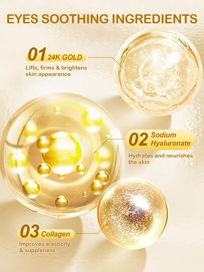 SlowSunday Patchs pour les yeux en or 24K, 60 pièces, Masque pour les yeux au collagène coréen, Patchs sous les yeux, Avec or 24K & collagène & hyaluronate de sodium, Diminue les poches sous les yeux, Améliore les cernes, Pour les yeux gonflés, Y2K, Idéal