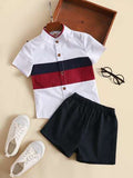 Chemise À Blocs De Couleur Et Short Pour Jeune Garçon