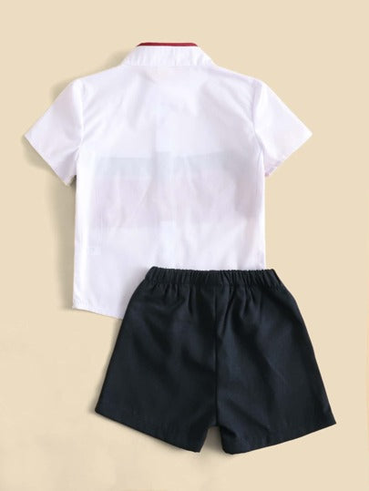 Chemise À Blocs De Couleur Et Short Pour Jeune Garçon