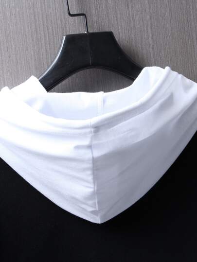 Manfinity Homme T-shirts pour hommes, coupe décontractée à capuche, à manches courtes, graphiques imprimés, en polyester d'été