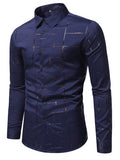 Manfinity Homme Chemise à manches longues pour hommes avec imprimé à carreaux dorés, chemise habillée, automne, formelle