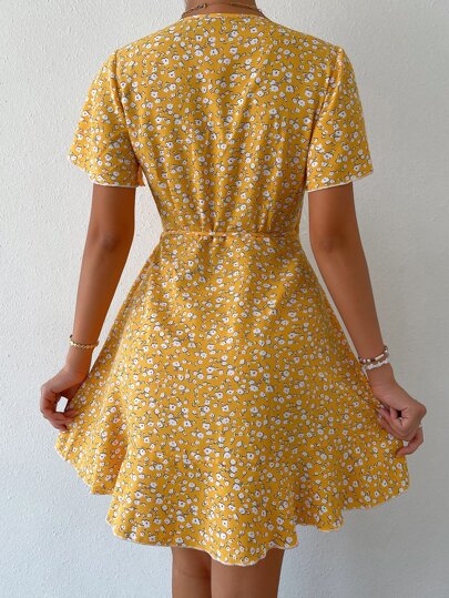 Breezaya Robe fleuri croisé à nœud