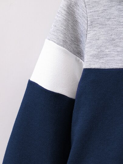 Explorewe Jeune Garçon Pantalon De Survêtement & Sweat-Shirt À Capuche À Lettres À Blocs De Couleurs