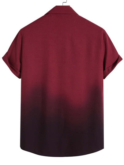 Manfinity Homme Chemise dégradée pour homme avec bouton sans tee-shirt, chemise décontractée à manches courtes pour mari
