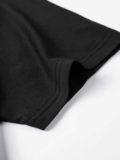 Manfinity Homme T-shirt à capuche à manches courtes avec cordon de serrage, imprimé slogan Harajuku pour hommes, cadeau pour le petit ami, pour sortir