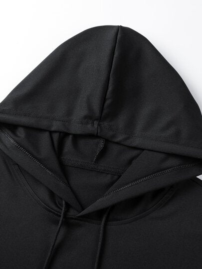 Manfinity Homme T-shirt à capuche à manches courtes avec cordon de serrage, imprimé slogan Harajuku pour hommes, cadeau pour le petit ami, pour sortir