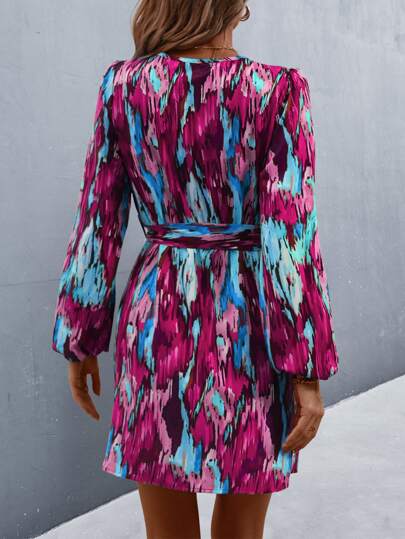 LUNE Robe Imprimé Manches Bouffantes