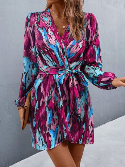 LUNE Robe Imprimé Manches Bouffantes