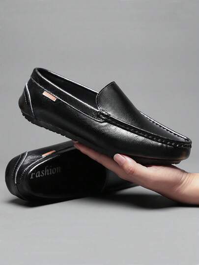 Homme Mocassins à applique lettre noir décontracté