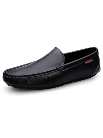 Homme Mocassins à applique lettre noir décontracté