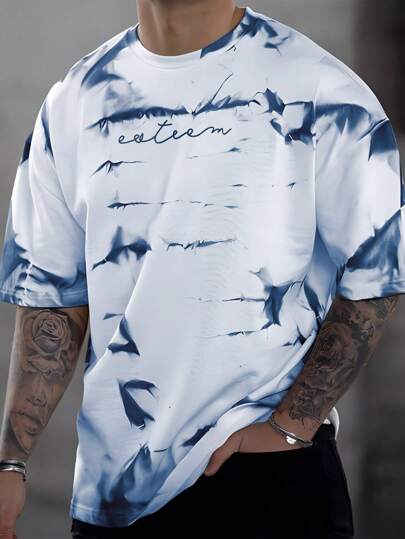 Manfinity Roughcore Homme T-shirt tie dye à lettres
