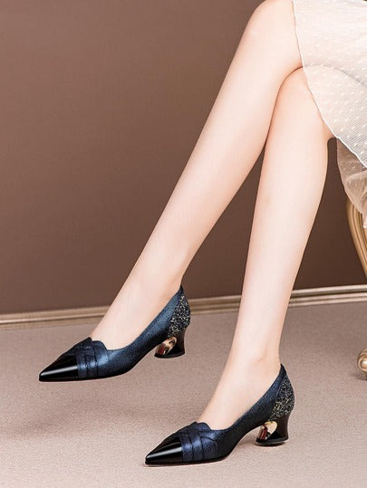 Nouvelles chaussures à talons hauts pour femmes en bleu, noir, abricot, kaki, couleurs argent avec décoration de paillettes