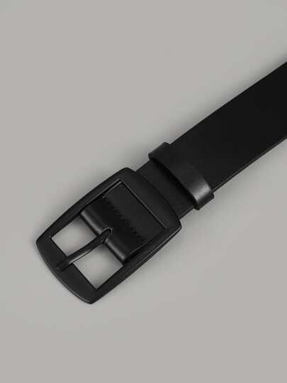1 pièce/3pièces Ceinture pour homme polyvalente avec boucle carrée noire électrophorétique