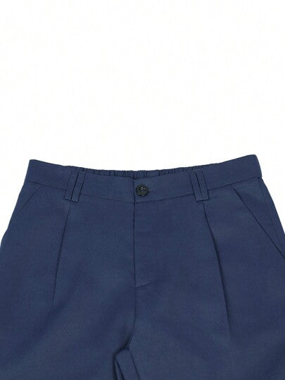 Calvornis Pantalon de costume formel pour hommes avec poches obliques sans ceinture, pantalon habillé bleu pour hommes, formel, cérémonie