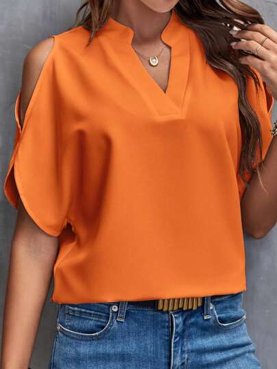 Clasi Chemise de vacances décontractée vintage à imprimé léopard pour femmes, col en V et encolure échancrée, design d'épaules ajourées pour le travail. Chemise léopard, hauts à manches courtes