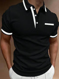 Calvornis Chemise polo formelle pour hommes avec bordure contrastée en coton, cérémonie