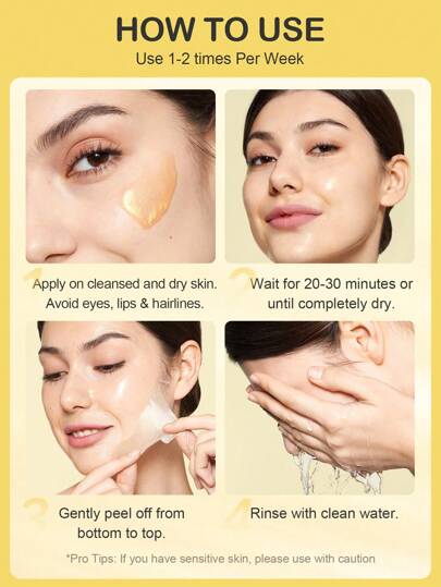 Masque Peel-Off Doré SlowSunday, Masque Enveloppant pour le Visage, Éliminateur de Points Blancs, Contrôle de l'Huile, Nettoyage en Profondeur, Purifie les Pores & Exfolie Doucement pour une Peau Lisse, Soins de la Peau Coréens, Y2K, Convient pour l'Été,