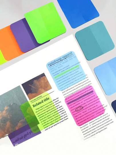 160 pièces Autocollants carrés transparents et imperméables, bloc-notes index semi-transparent à coller pour fournitures de bureau/scolaires, rentrée scolaire