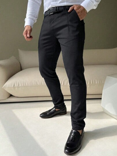 Manfinity AFTRDRK Pantalon de costume formel pour hommes avec poches obliques sans ceinture, pour cérémonie
