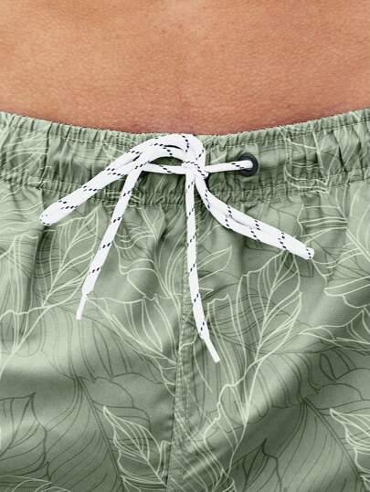 Manfinity VDAYZ Short de bain homme à imprimé graphique tropical avec cordon de serrage à la taille, pour la plage, les vacances, le style hawaïen et les congés