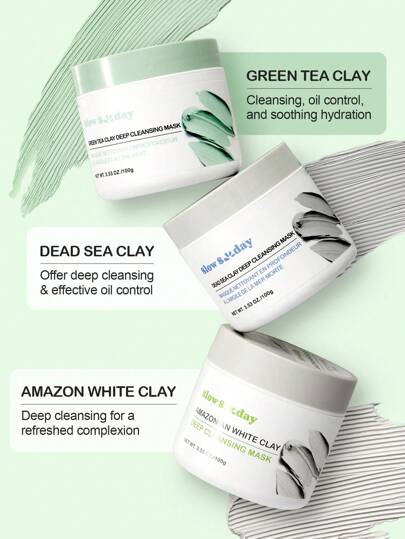 Masque de nettoyage profond à l'argile de thé vert SlowSunday, soins de la peau, masque facial, masque à l'argile, élimine les points noirs, contrôle du sébum, éclaircissant, resserre les pores, améliore le teint, K Beauty, idéal pour les fêtes, convient