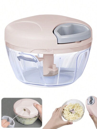 Hachoir Manuel De Légumes De 500 Ml, Portable Et Tiré À La Main. Convient Pour Hacher Et Trancher L'ail, L'oignon, Les Légumes, Le Gingembre, Les Fruits, Les , Les Herbes Et Encore (1 Pièce Rose Clair)