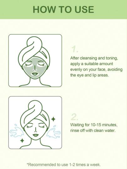 Masque de nettoyage profond à l'argile de thé vert SlowSunday, soins de la peau, masque facial, masque à l'argile, élimine les points noirs, contrôle du sébum, éclaircissant, resserre les pores, améliore le teint, K Beauty, idéal pour les fêtes, convient