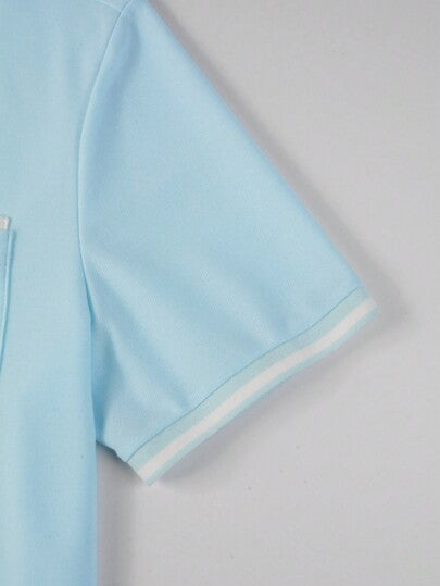 Manfinity Homme Chemise polo de golf business décontracté pour homme avec col à demi-boutonnage, blocs de couleurs et bordure contrastante, pour mari, formelle