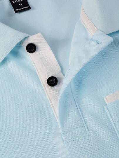 Manfinity Homme Chemise polo de golf business décontracté pour homme avec col à demi-boutonnage, blocs de couleurs et bordure contrastante, pour mari, formelle