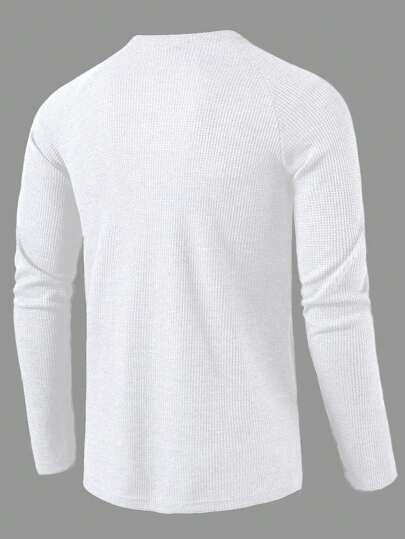 Manfinity Homme T-shirt à manches raglan et boutons pour hommes, automne