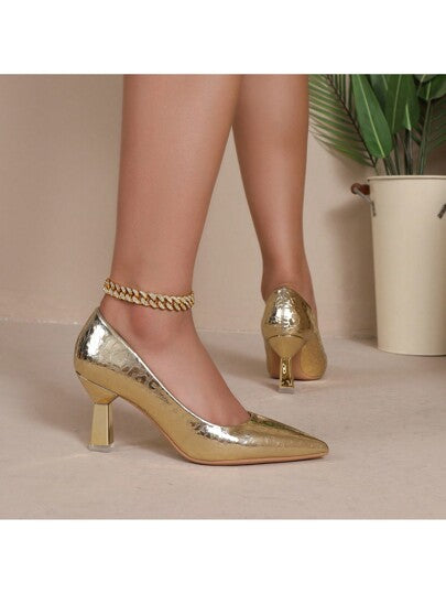 Talons hauts mode pour femmes de style européen et américain, nouvelles arrivages saisonniers 2023, sophistiqués et élégants, bout pointu avec talons épais à coupe basse et chaussures à cambrure basse