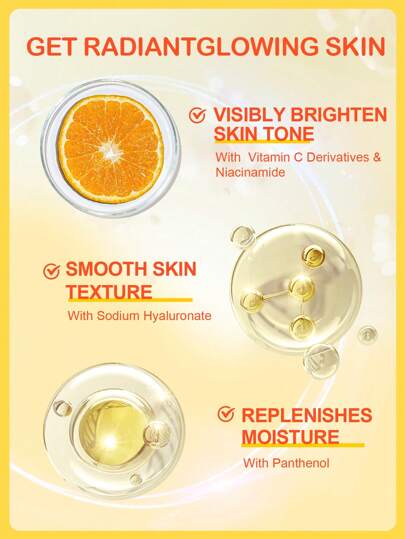 Sérum à la vitamine C éclatant SlowSunday, hydratation profonde, illumine la peau, uniformise le teint, améliore le teint terne, antioxydant, lisse les ridules, minimise les pores, primer lissant et floutant, convient pour l'été & l'automne, Y2K, Hallowee