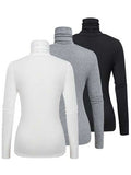 INAWLY Lot de 3 T-shirts col montant de couleur unie