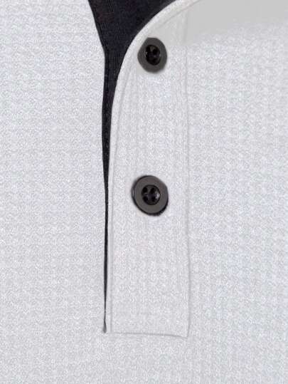 Manfinity Homme T-shirt à manches raglan et boutons pour hommes, automne