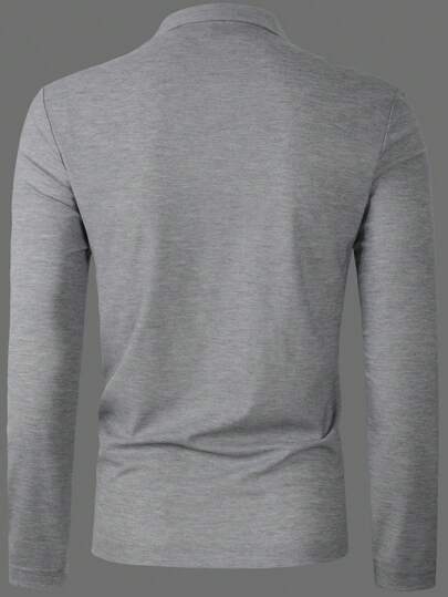 Manfinity Homme Chemise polo à demi-fermeture éclair pour hommes avec bordure patchwork, automne, Top à manches longues, formel