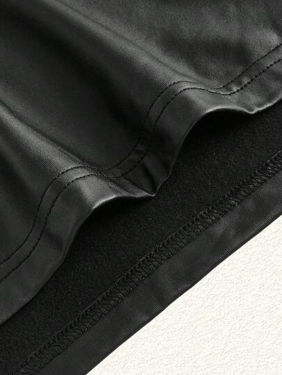 EZwear Robe Sans Manches en PU Extensible Grande Taille Pour Femmes