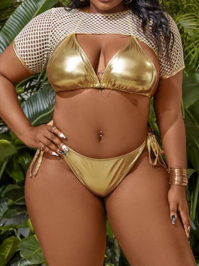 Slaydiva Summer Beach Ensemble Bikini Trois Pièces Grande Taille, Top, Pantalon Et Short Carnaval