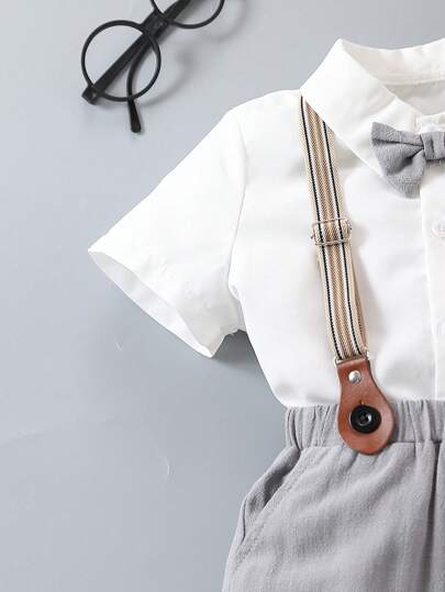 Ensemble décontracté style gentleman pour jeunes garçons, tenue de collège 2 pièces/set