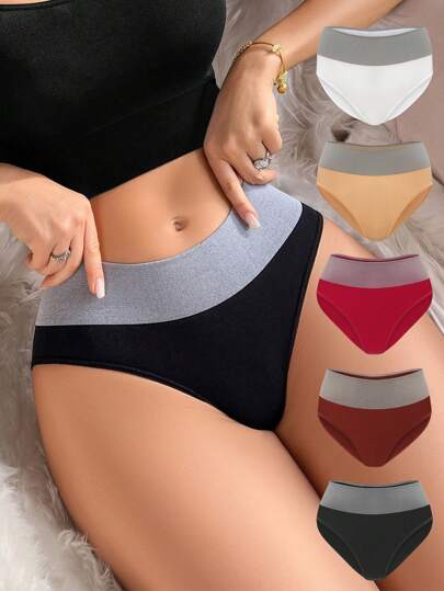 Wedaily 5 pièces/Set Culottes de Bikini Femme blocs de couleurs
