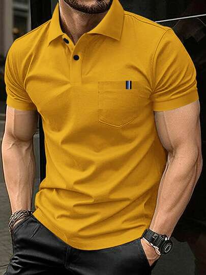 Manfinity Homme Chemise polo à manches courtes pour hommes, formelle
