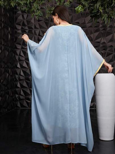 Al Najma Chemise Longue Turque Élégante Pour Femme Avec Broderie Dorée