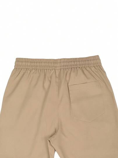 Manfinity Homme Pantalon pour hommes à poches obliques et taille à cordon, pantalon droit unicolore pour le travail, pour mari ou petit-ami, idéal pour l'automne