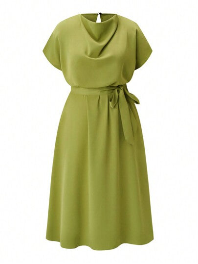 DreamSkyne Robe chemise à manches chauve-souris pour femmes grandes tailles avec col bateau, tenue pour femmes