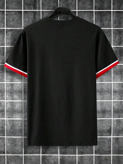Manfinity Homme T-shirt d'été décontracté et professionnel pour hommes, à manches courtes avec impression de lettres, pour sortir, pour le mari